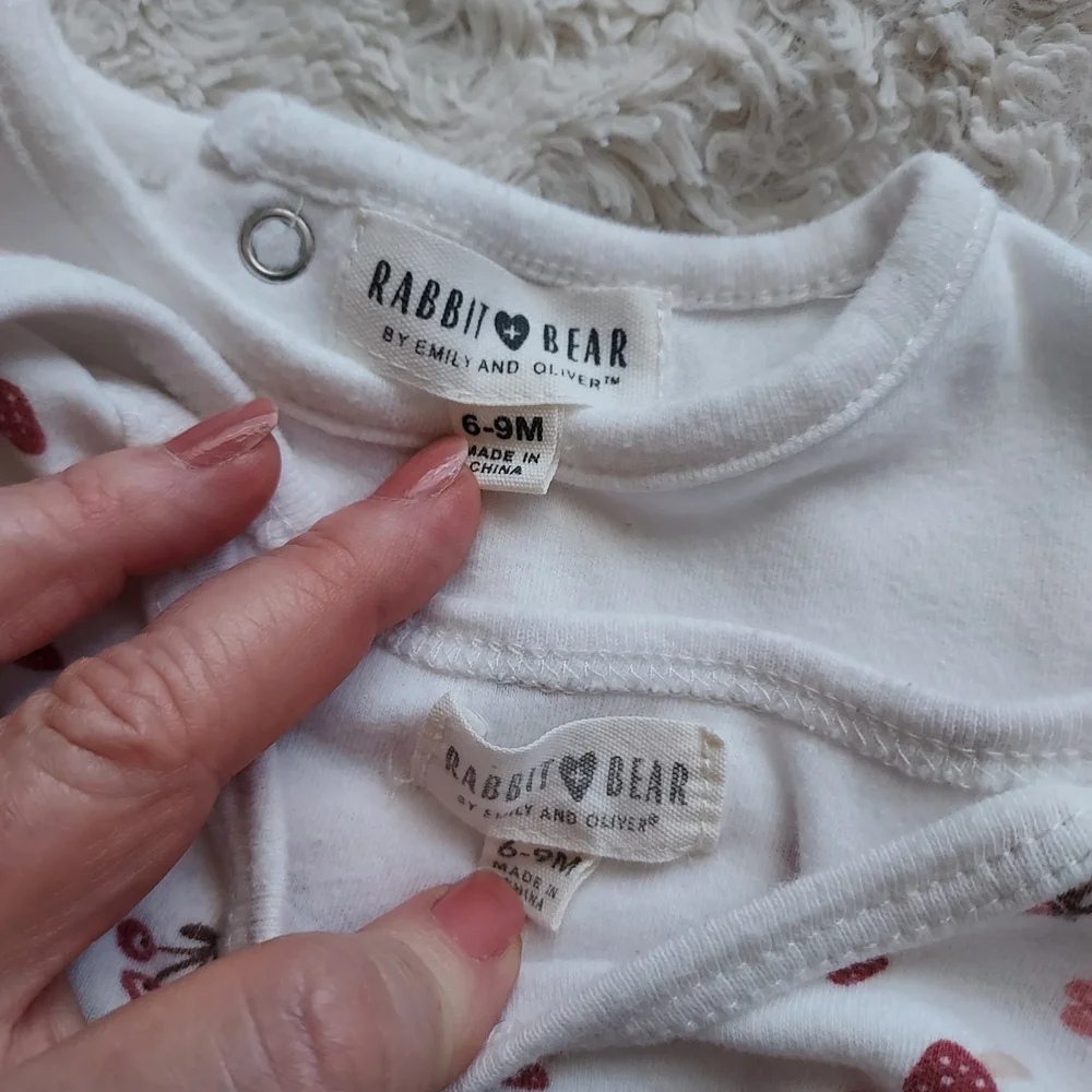 Rabbit + Bear 6-9mo Organic Cotton Onsies Bundle (2) Natural Soft